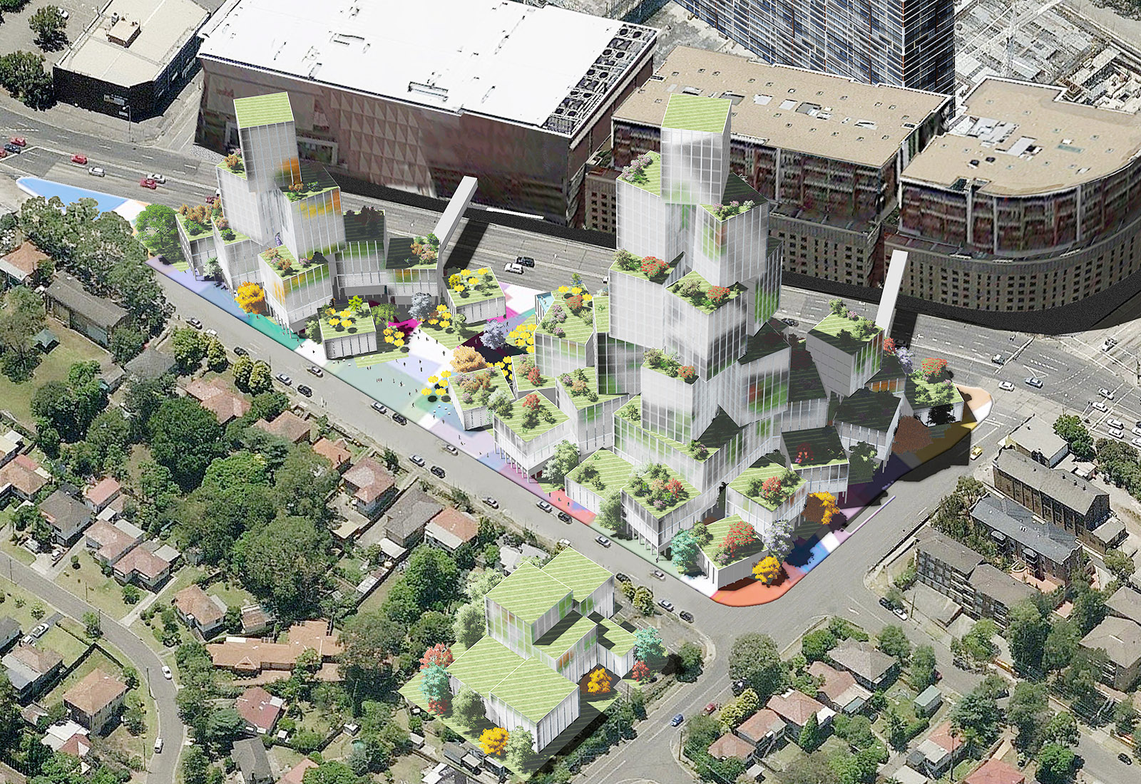 Mixed use Sydney render aerial view