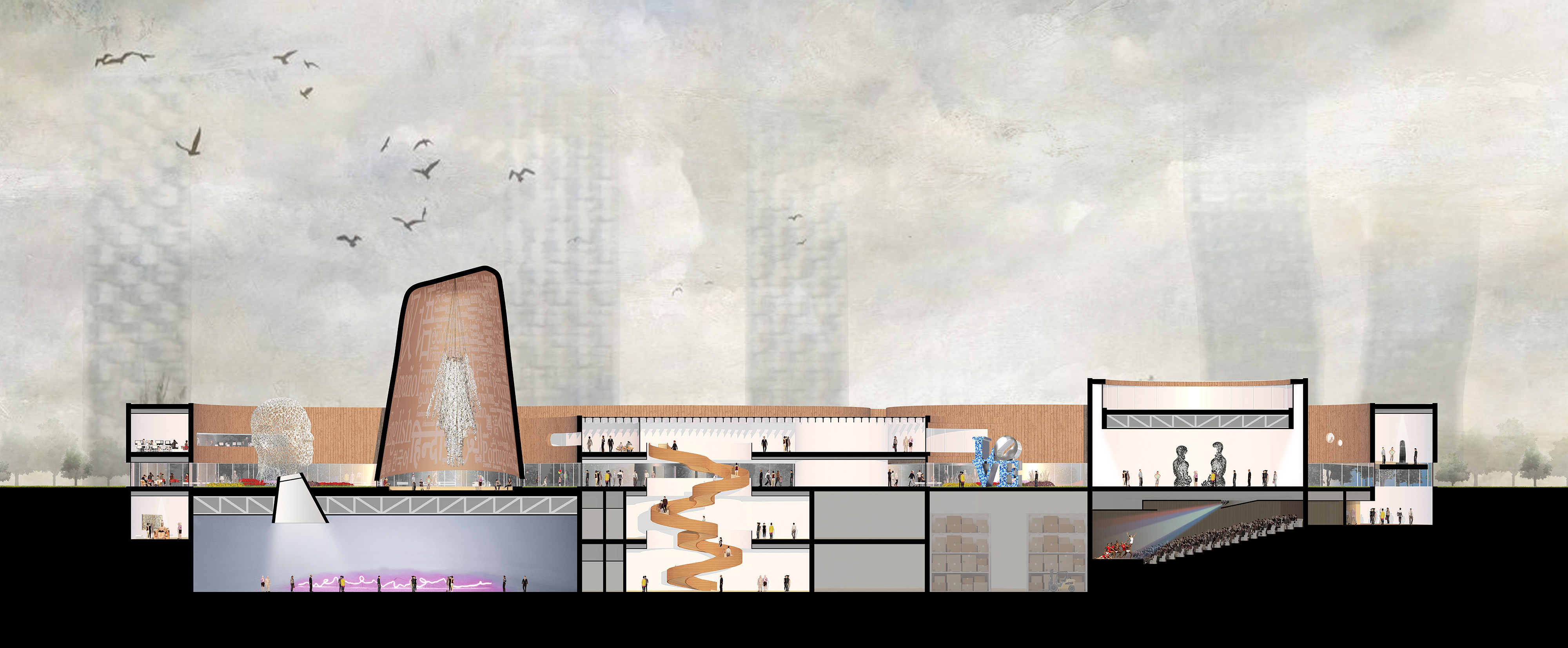 National Museum of World Writing cross section